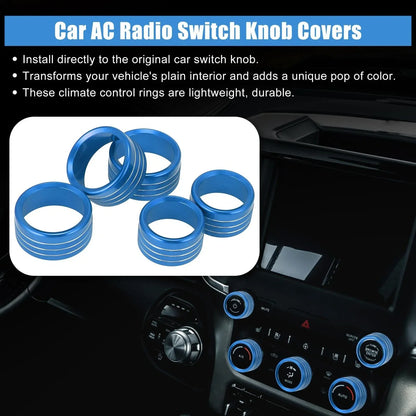 5 x Blue AC Radio Switch Knob Covers for Dodge Ram 1500 (2018-2020)