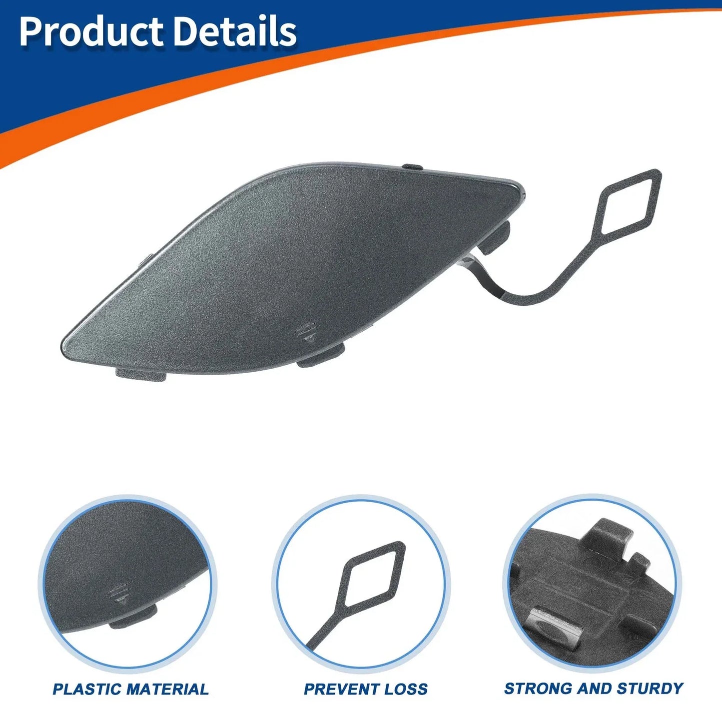 Front Car Bumper Tow Hook Cover for Mercedes-Benz E350 (2010-2014) Grey