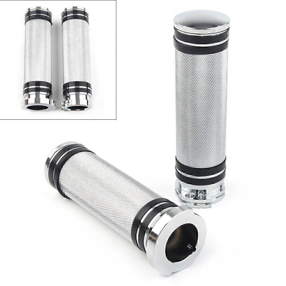 1'' Chrome Handlebar Grips for Harley Sportster, Dyna, Softail, Touring