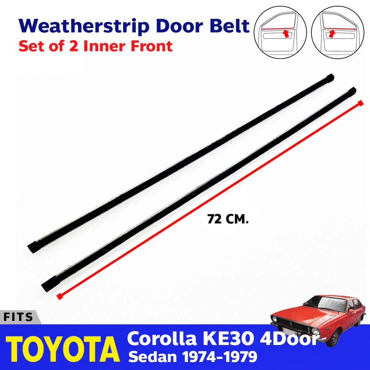 Inner Weatherstrip Door Belt Front L+R Fit Toyota Corolla KE30 TE31 4D 74-79 D05