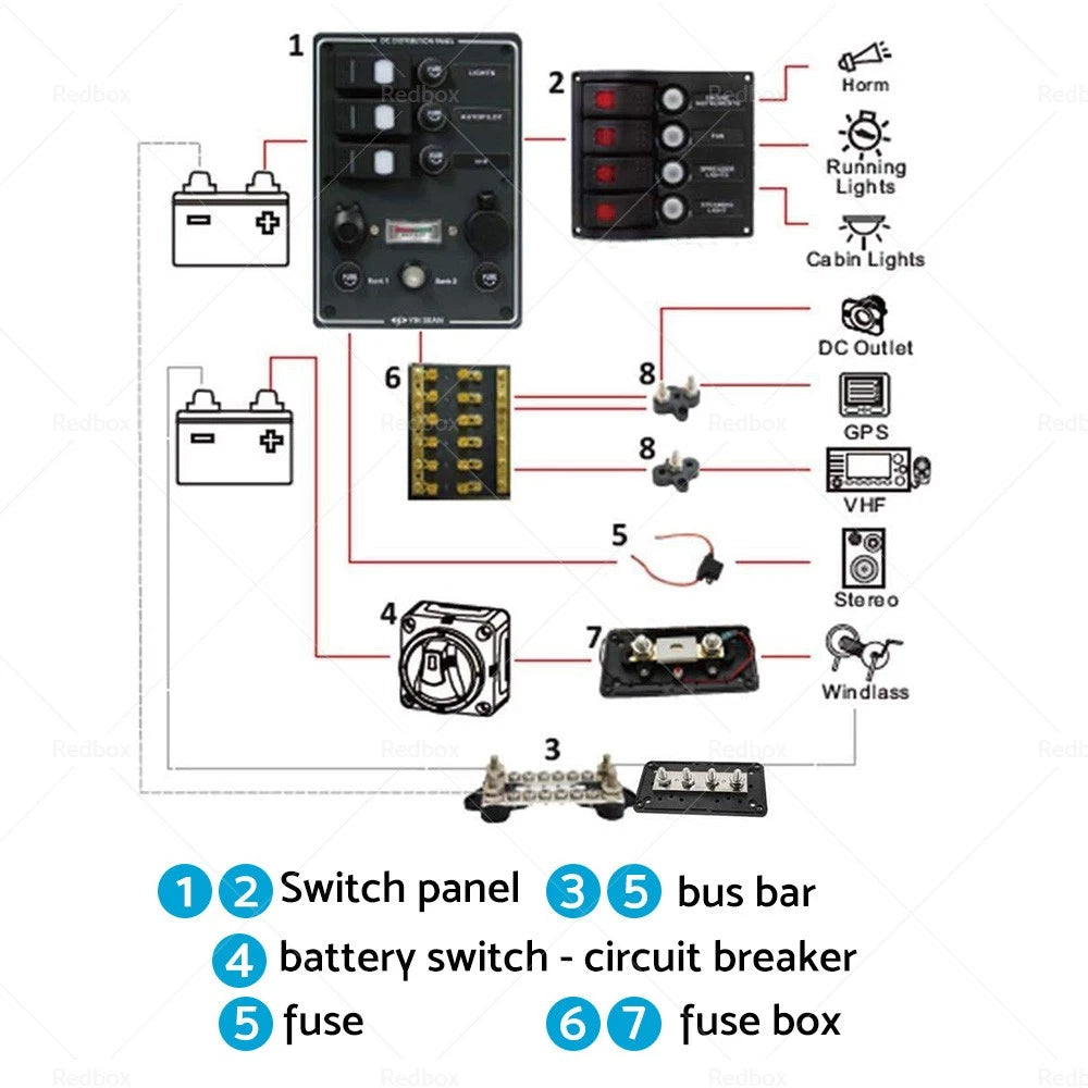 M8 Bus Bar Terminal Blocks 5/16" 12V-24V for Distribution Studs