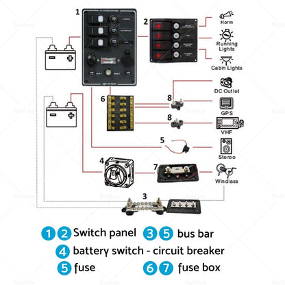 M8 Bus Bar Terminal Blocks 5/16" 12V-24V for Distribution Studs