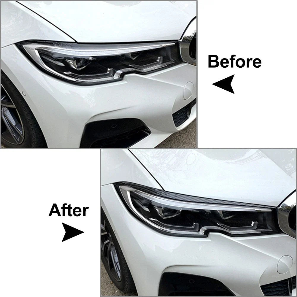 Carbon Fiber Headlight Eyebrow Eyelid Covers for BMW 3 Series (2019-2021)
