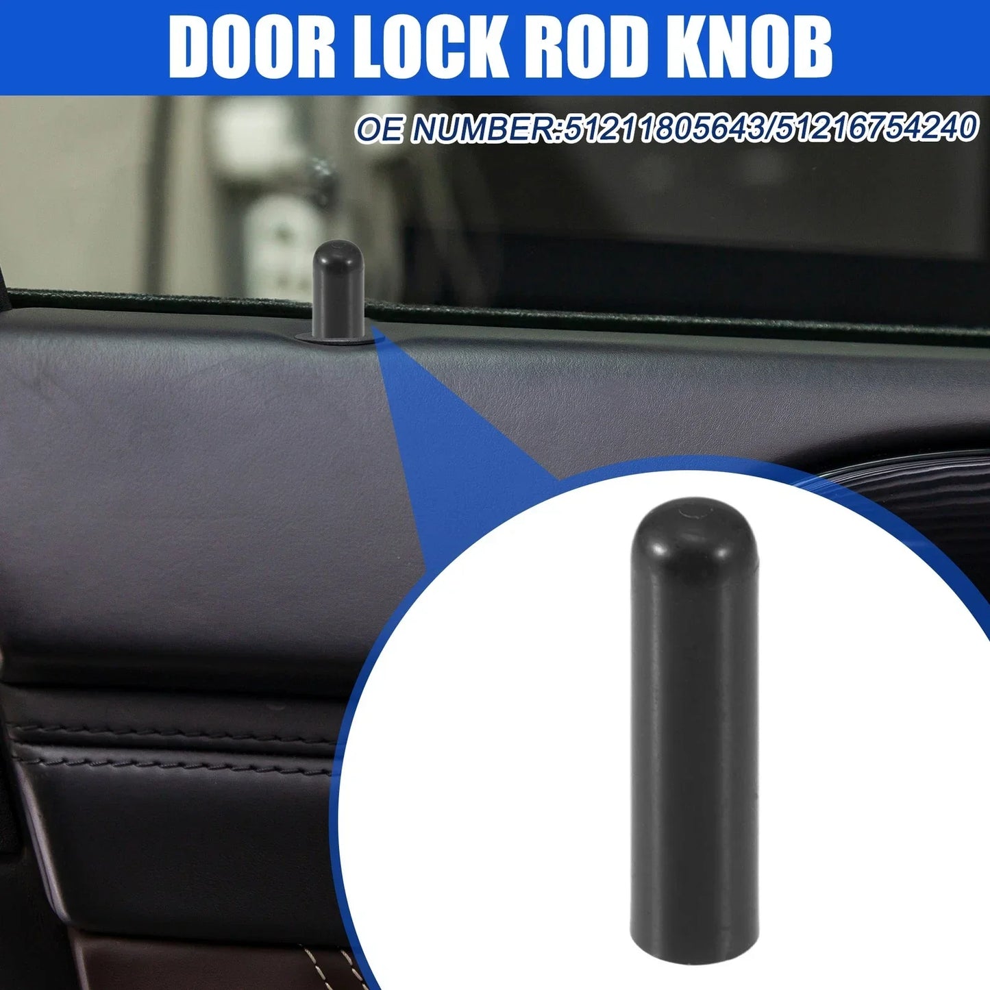 Door Lock Rod Knob Black for BMW 328i (2007-2013)