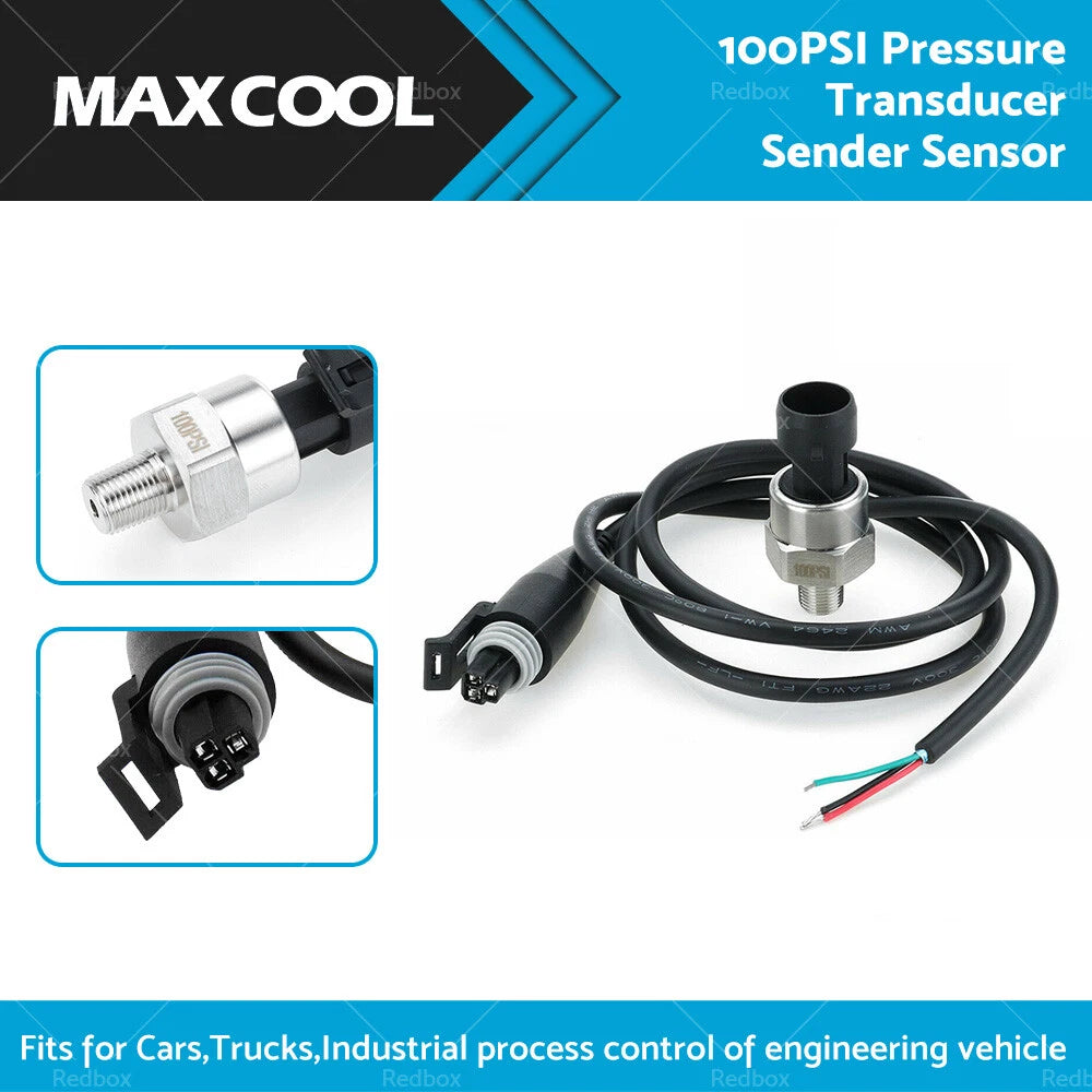 Stainless Steel 100PSI 1/8NPT Oil Fuel Air Pressure Transducer Sensor