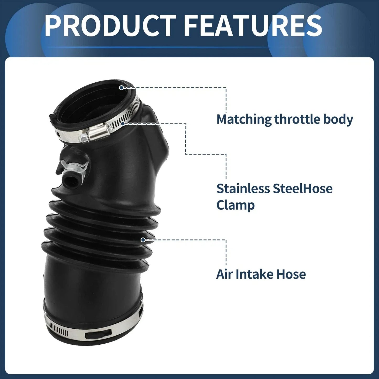 Intake Hose Tube with Clamps for Honda Odyssey (2011-2017) - Black, 1 Pc