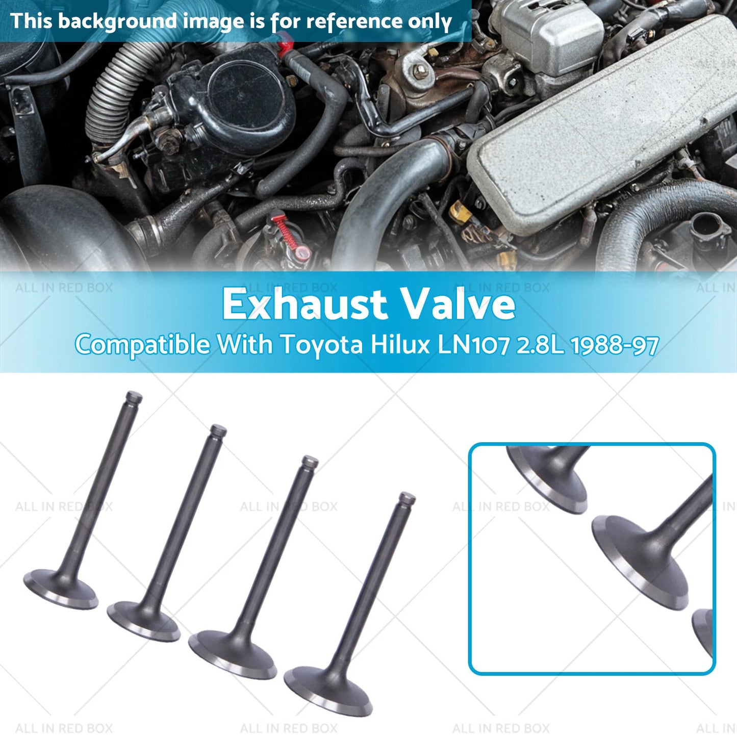 4 Pcs Exhaust Valves for Toyota Hilux LN106 LN107 LN111 LN166 1988-1997