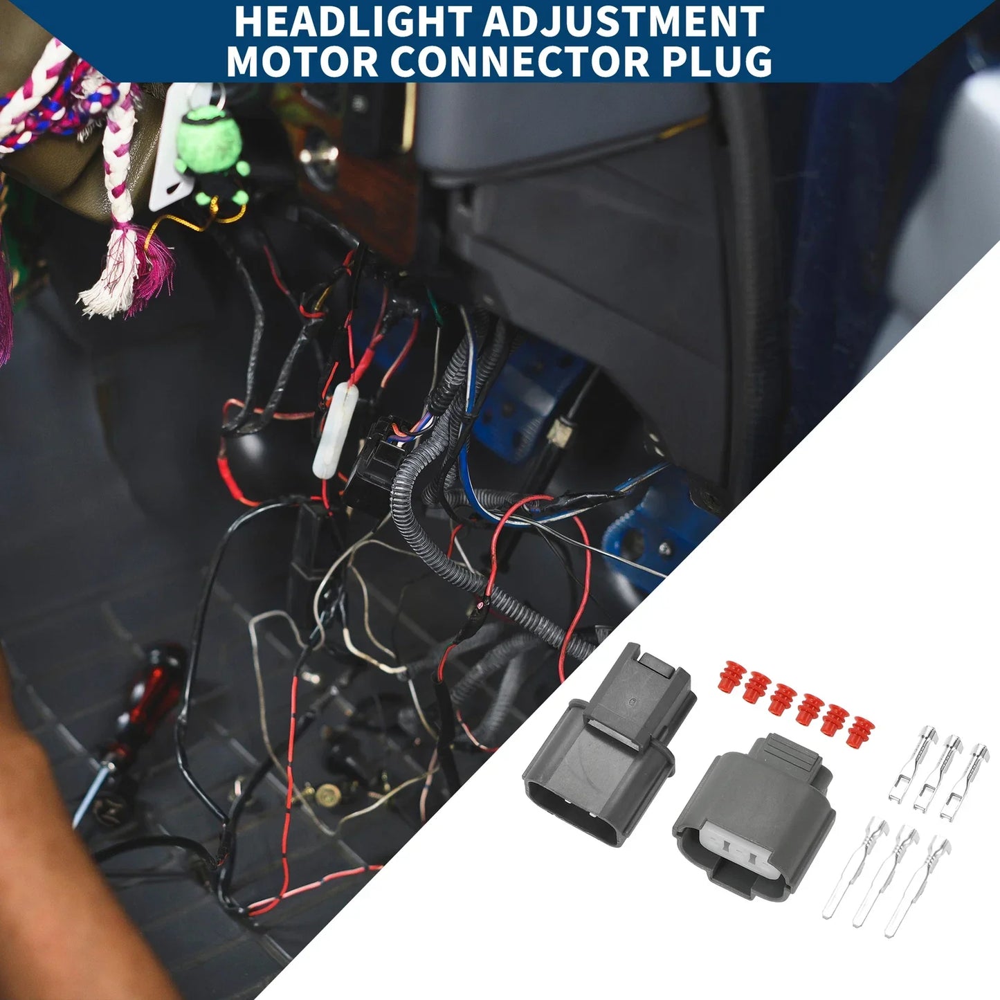 3 Pin Headlight Adjustment Motor Connector Plug for Honda K Series K20 (2001-2011)