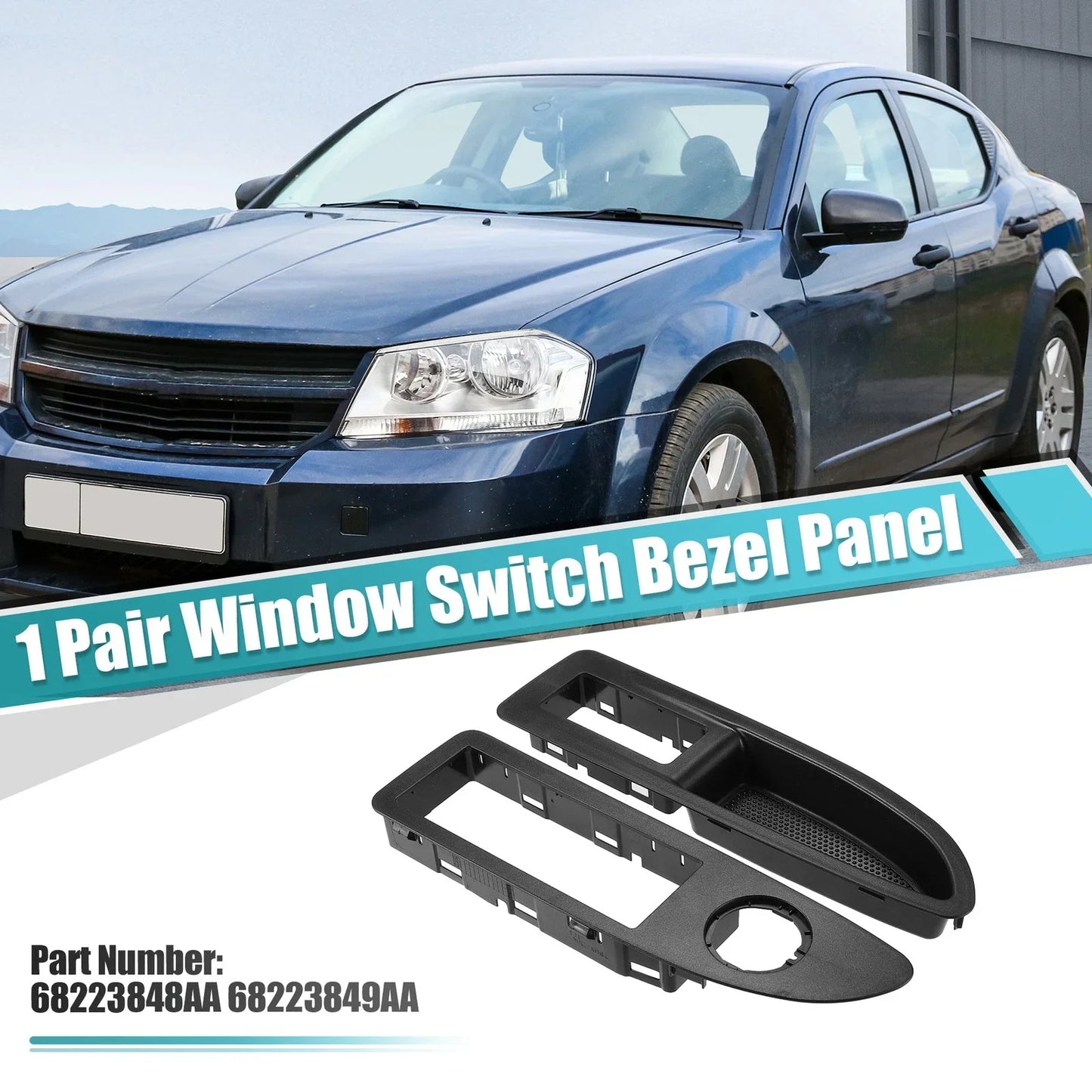 2 x Front Left & Right Door Window Switch Bezels for Dodge Avenger (2011-2014)
