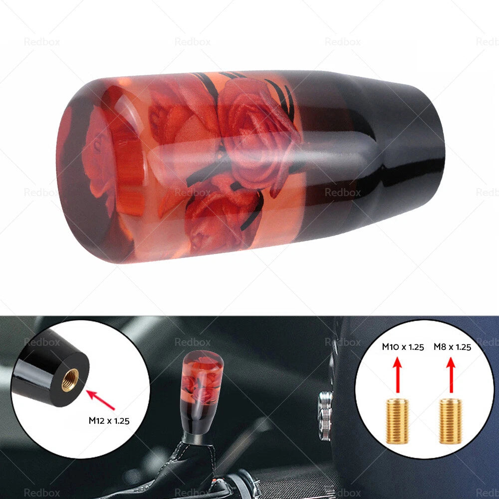 10CM Clear Red Real Flowers Manual Gear Shift Knob for JDM Cars
