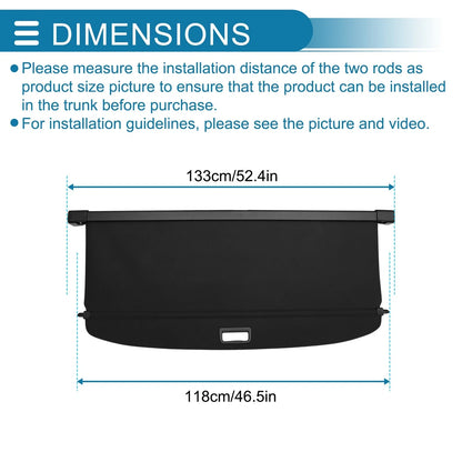 Retractable Cargo Cover for Dodge Durango 2011-2025 Rear Trunk Shelf
