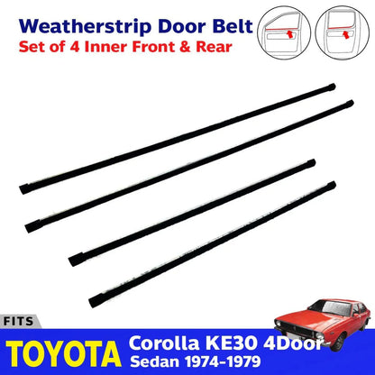 4x Inner Weatherstrip Door Belt Seal Fit Toyota Corolla KE30 TE31 4D SED 1974-79