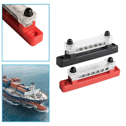 Red & Black 6 Way Bus Bar Power Distribution Terminal Block 12V 150A