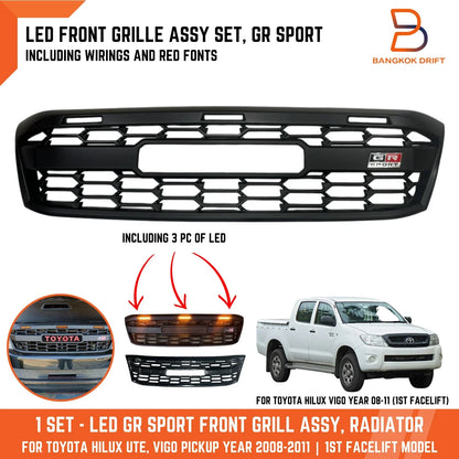 GR Sport LED Front Grille Assembly for Toyota Hilux Ute Vigo (2008-2011)