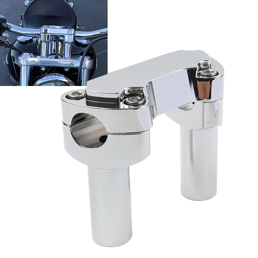 3.5" Chrome Handlebar Riser & Top Clamp for Harley Dyna, Road Glide (2006-2023)