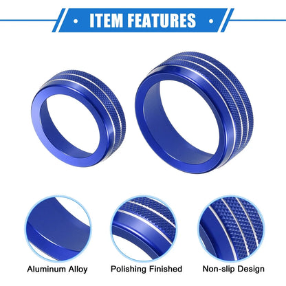 3 x Car AC Audio Tune Switch Knob Covers for Dodge Dart (2012-2018) Blue