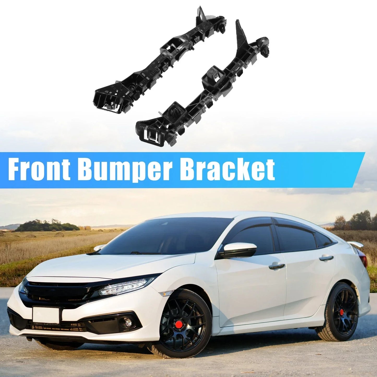 Front Bumper Bracket for Honda Fit (2015) - Plastic Black, 2 x Brackets