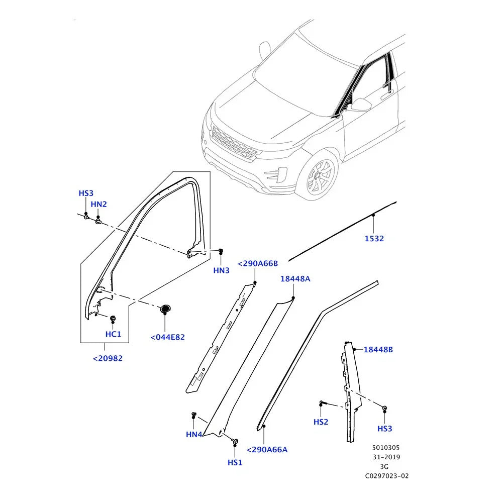 Front Windshield A-Pillar Trim for Range Rover Evoque (2020-2022)