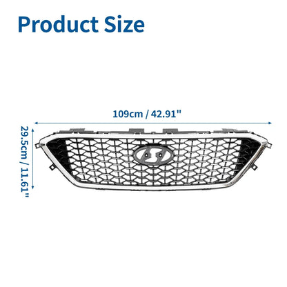 Front Hood Bumper Grille for Hyundai Sonata (2011-2014) Silver Tone
