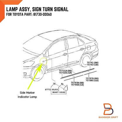 Pair Side Marker Light for Toyota Yaris NCP90 NCP91 (2005-2011)