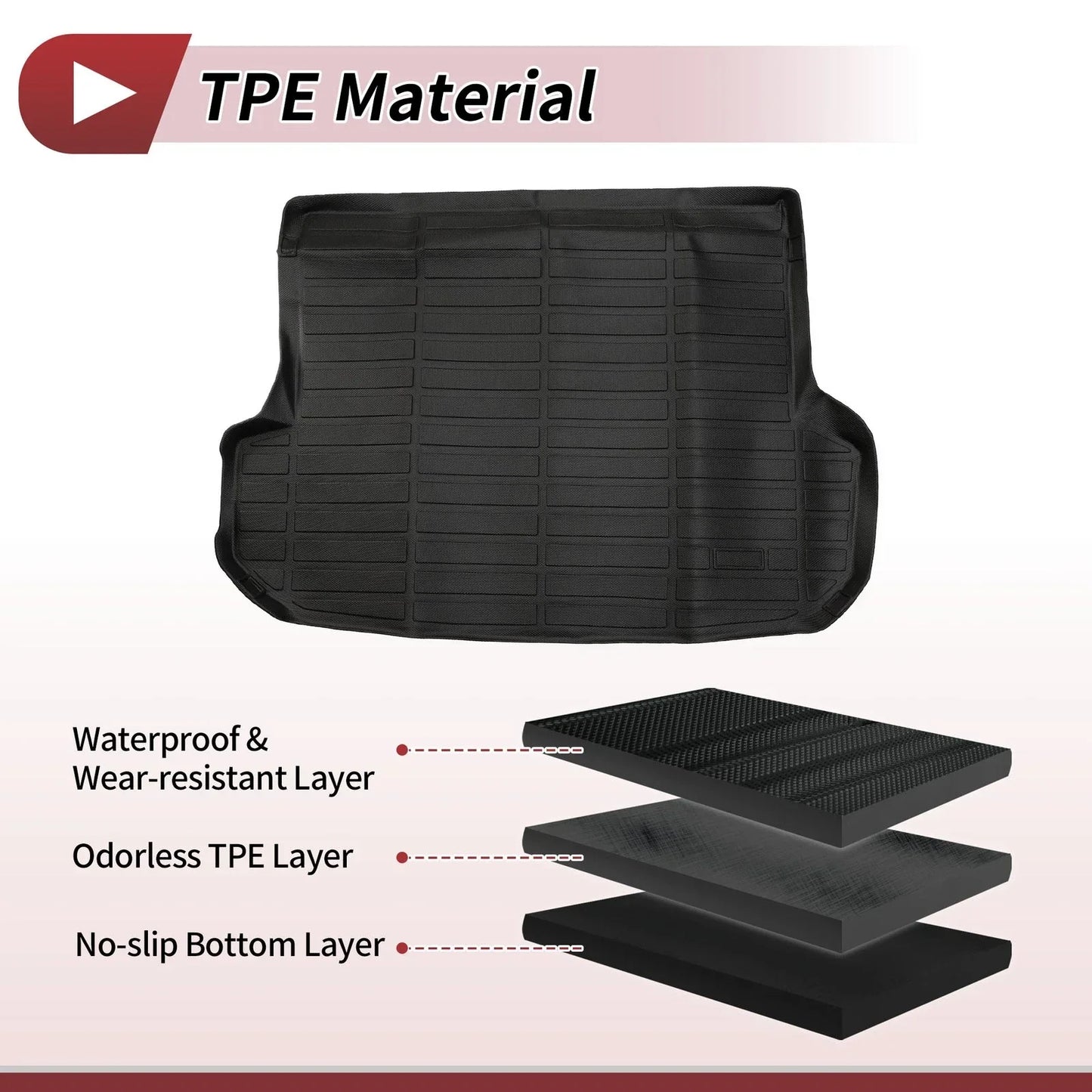 Trunk Mat for Lexus RX350 RX450h 2016-2022 TPE Cargo Liner Replacement Black