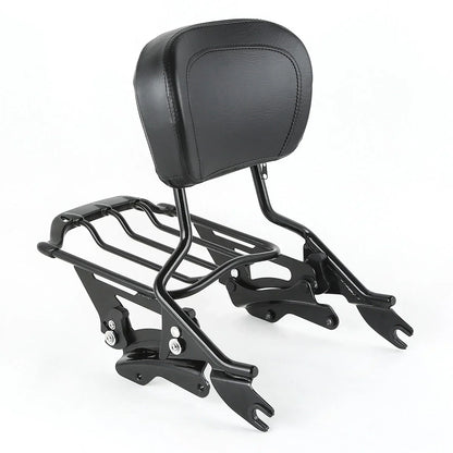 Black Sissy Bar Backrest Luggage Rack for Harley Touring (2014-2025)