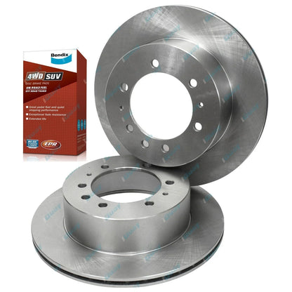 2 Rear Disc Rotor +4x4 Brake Pads for Nissan GQ Y60 Patrol 2.8L 3.0L 4.2L
