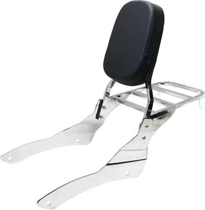 Chrome Backrest Sissy Bar Luggage Rack for Yamaha Vstar 650 400 Classic (98-18)