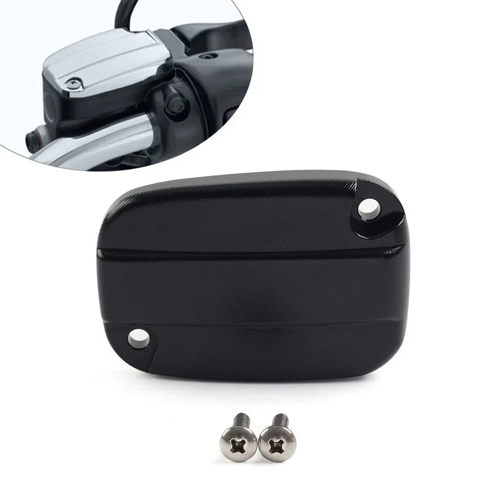Black Brake Cylinder Reservoir Cover Cap for Harley Touring Road King Road Glide (2009-2023)
