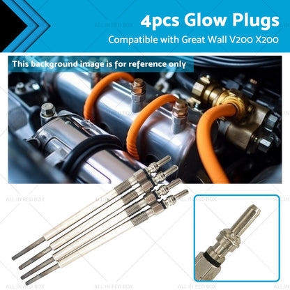 4 x Glow Plugs for Great Wall V200 X200 STEED GW4D20 2.0L Diesel Engine