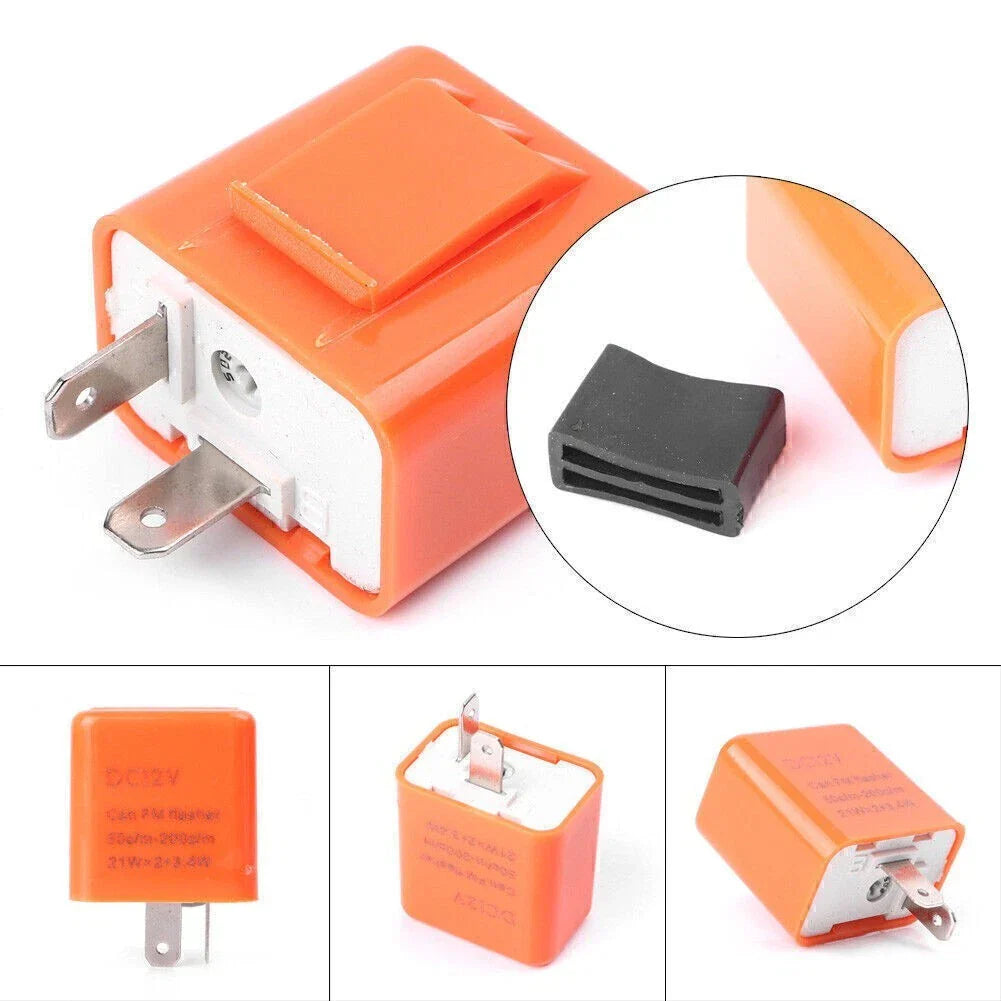 12V 2-Pin Flasher Relay for LED Turn Signal Light Bulb - Orange