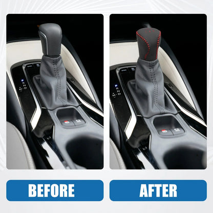 Gear Shifting Knob Cover for Hyundai Elantra 2004-2011 Faux Leather Black Red