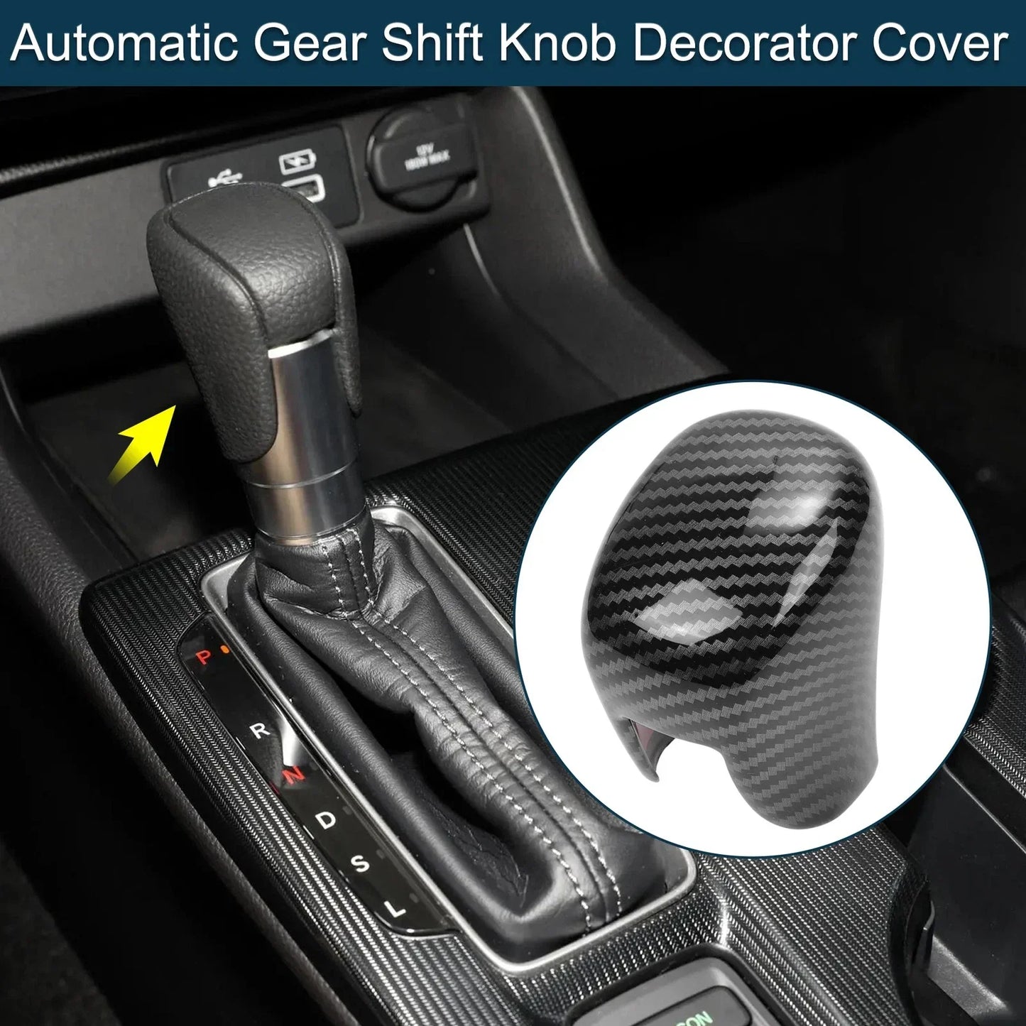 Automatic Gear Shift Knob Cover for Honda Civic 2022-2025 Black Decorator