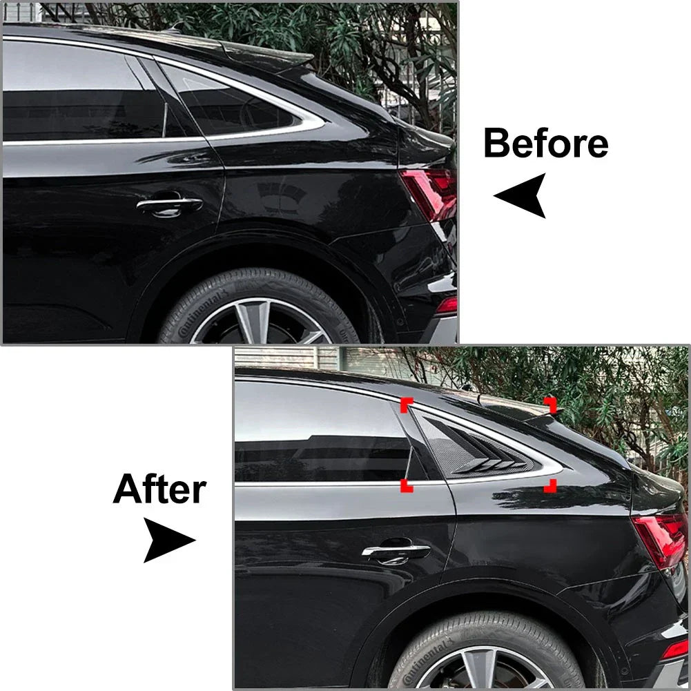 Glossy Black Rear Window Louvers Cover Trim for Audi Q5 (2018-2024)