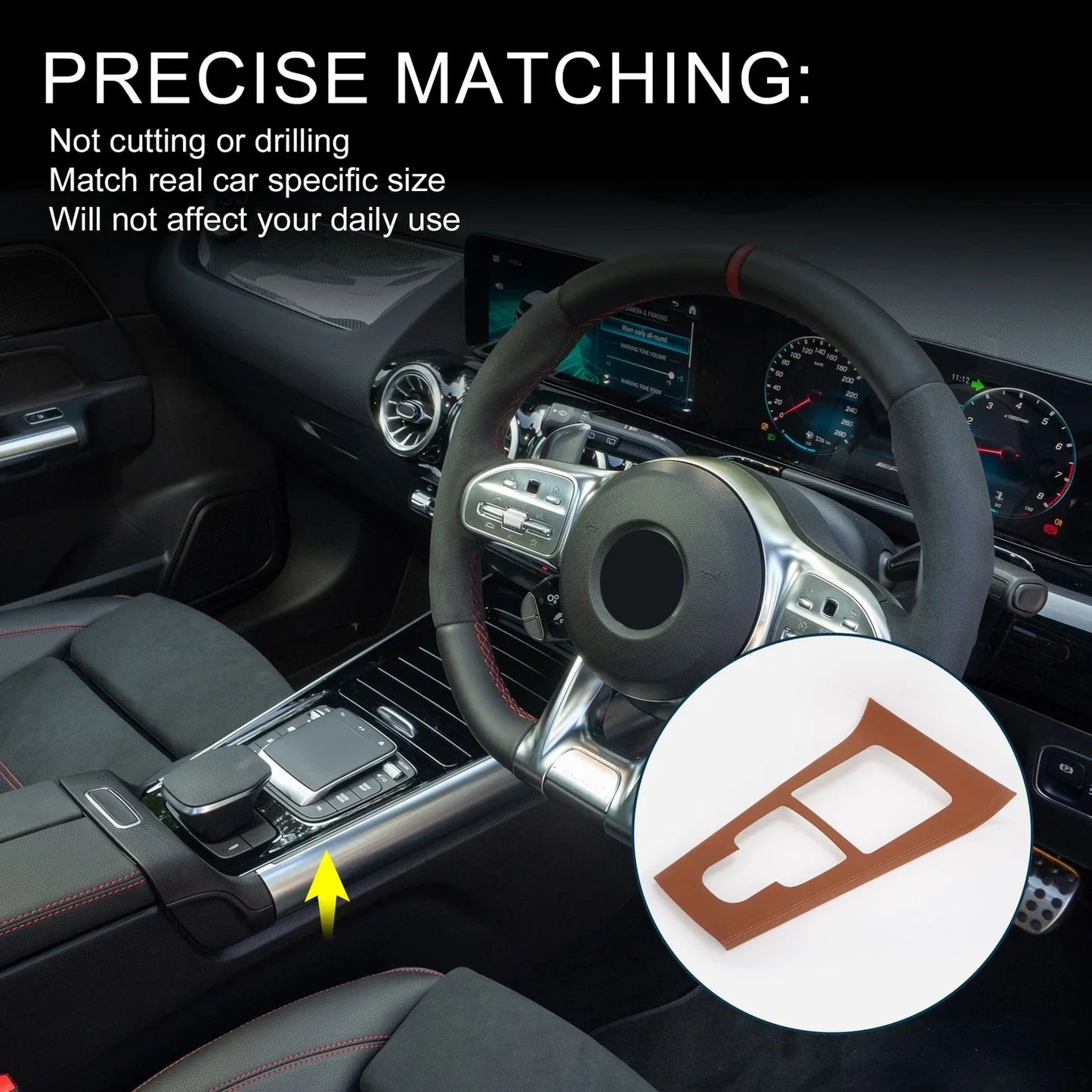 Center Console Panel Sticker for Mercedes-Benz GLA Class (2020-2021) Brown