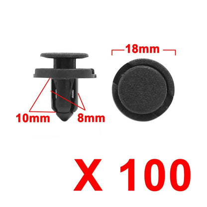 100 Pcs Black Plastic Splash Trim Fasteners for Honda
