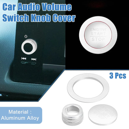 3 x Media Audio Volume Switch Knob Covers for Honda Civic (2022-2023) Silver