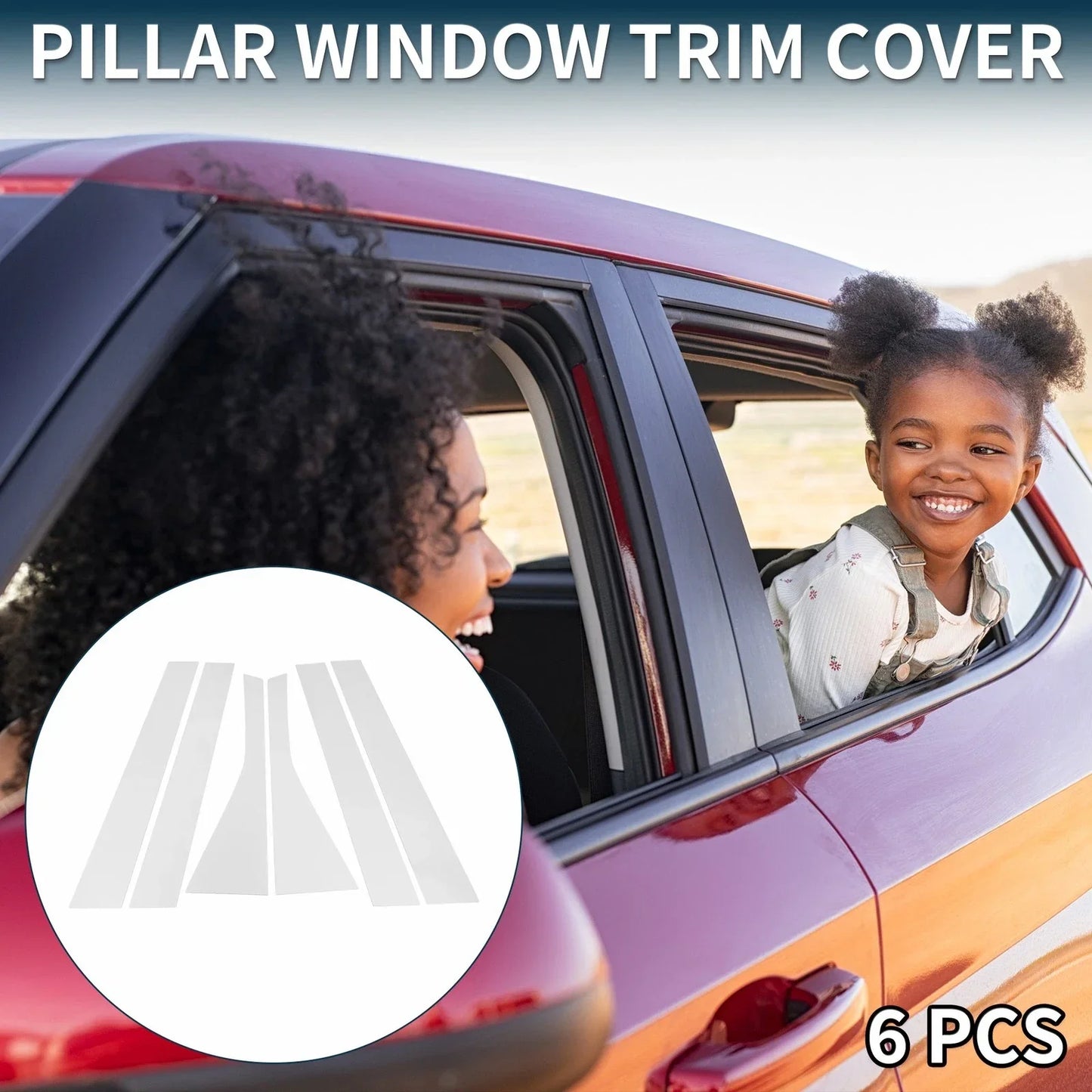 6 Pcs Door Pillar Window Trim for Honda Fit (2007-2008) Chrome Silver Tone