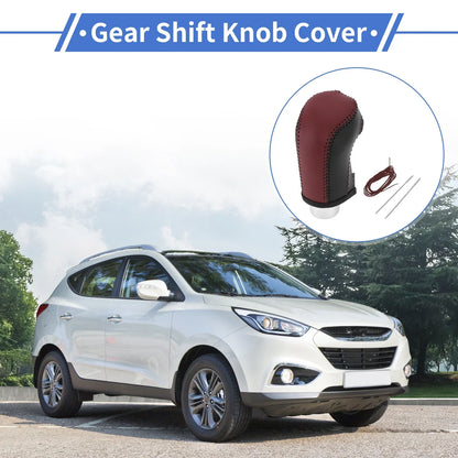 Car Gear Shift Knob Cover for Hyundai Tucson (2015-2018) - 1 Pc Wine Red Black