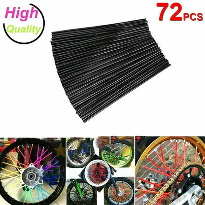 72pcs Black Wheel Spoke Wraps for Motorcycle Dirt Bike CRF EXC YZF