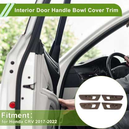 Interior Door Handle Bowl Cover Trim for Honda CR-V 2017-2022 Peach Wood Brown