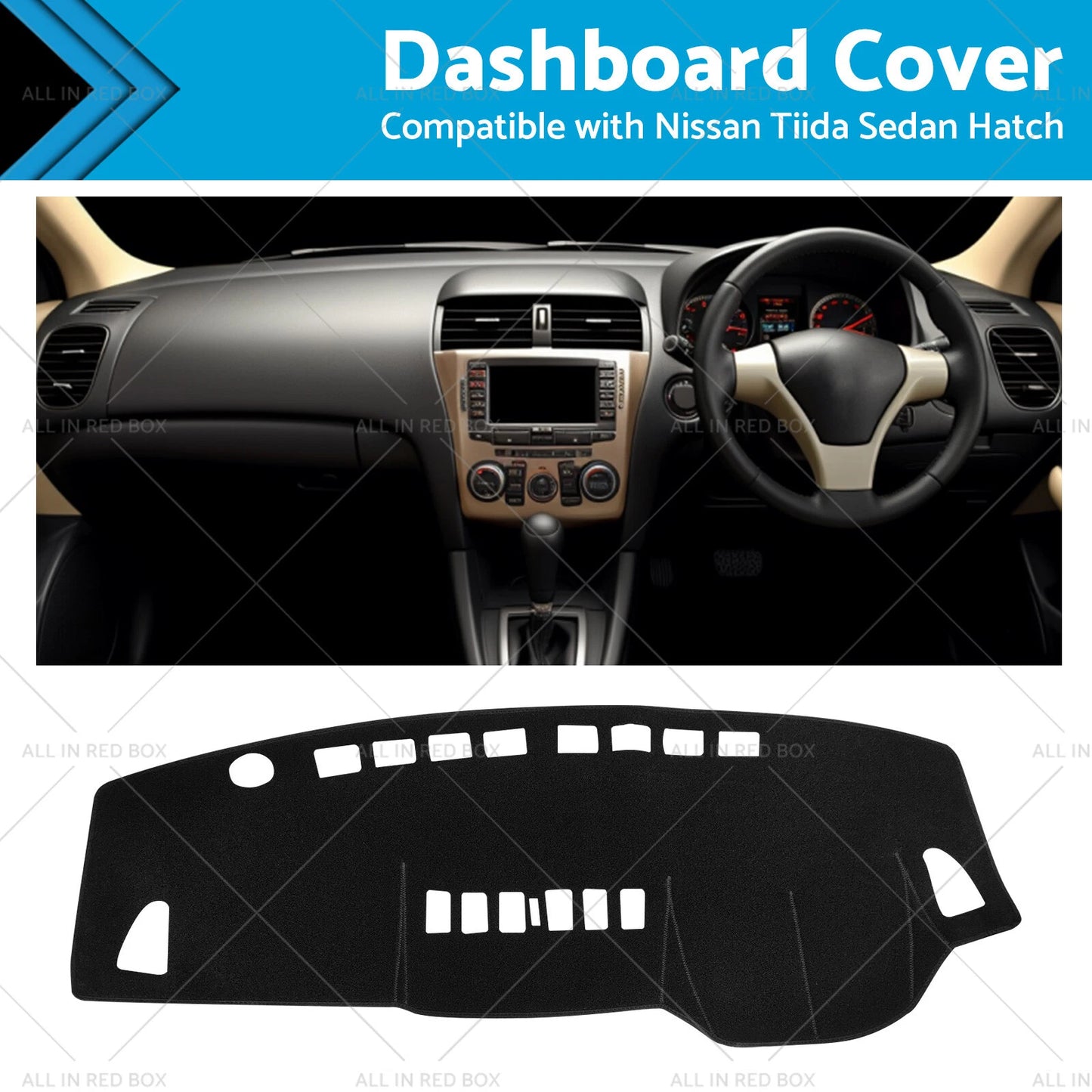 Non-Slip Dash Mat for Nissan Tiida ST ST-L Ti (2006-2013) Black