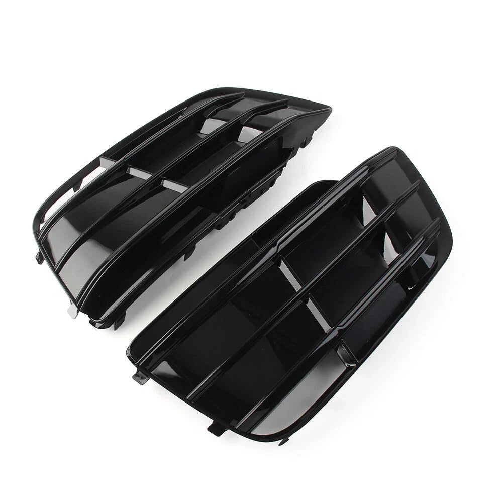 Black Front Bumper Fog Light Grille Covers for Audi Q5 SQ5 (2018-2022)