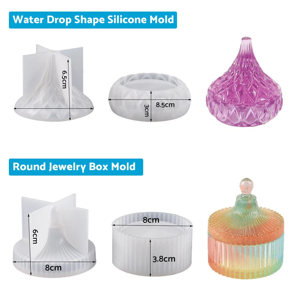 Silicone Epoxy Resin Mold Jewelry Storage Box Organizer for Pyramid Heart