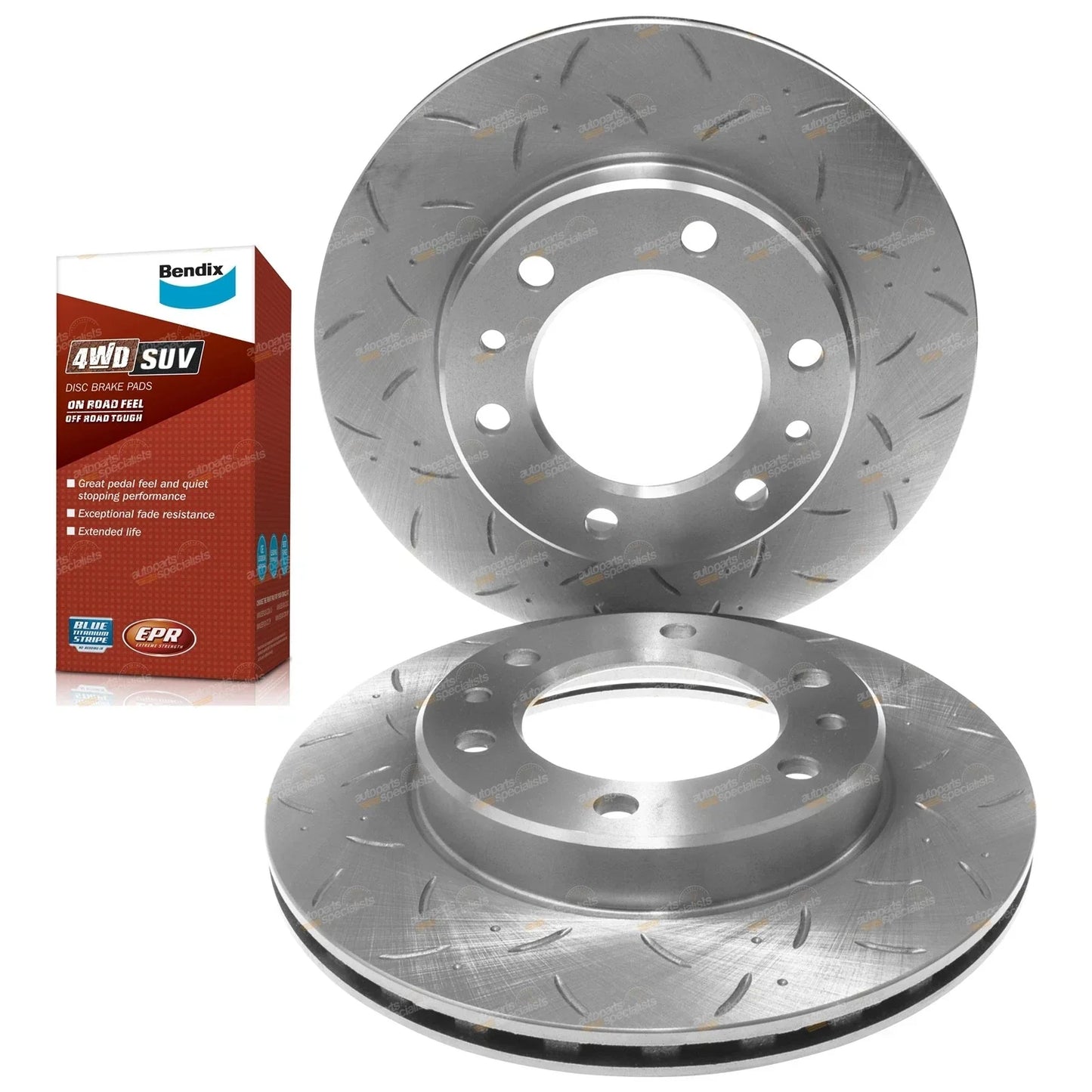 Drilled Slotted Front Disc Brake Rotors + Pads for Landcruiser (1980���1990)
