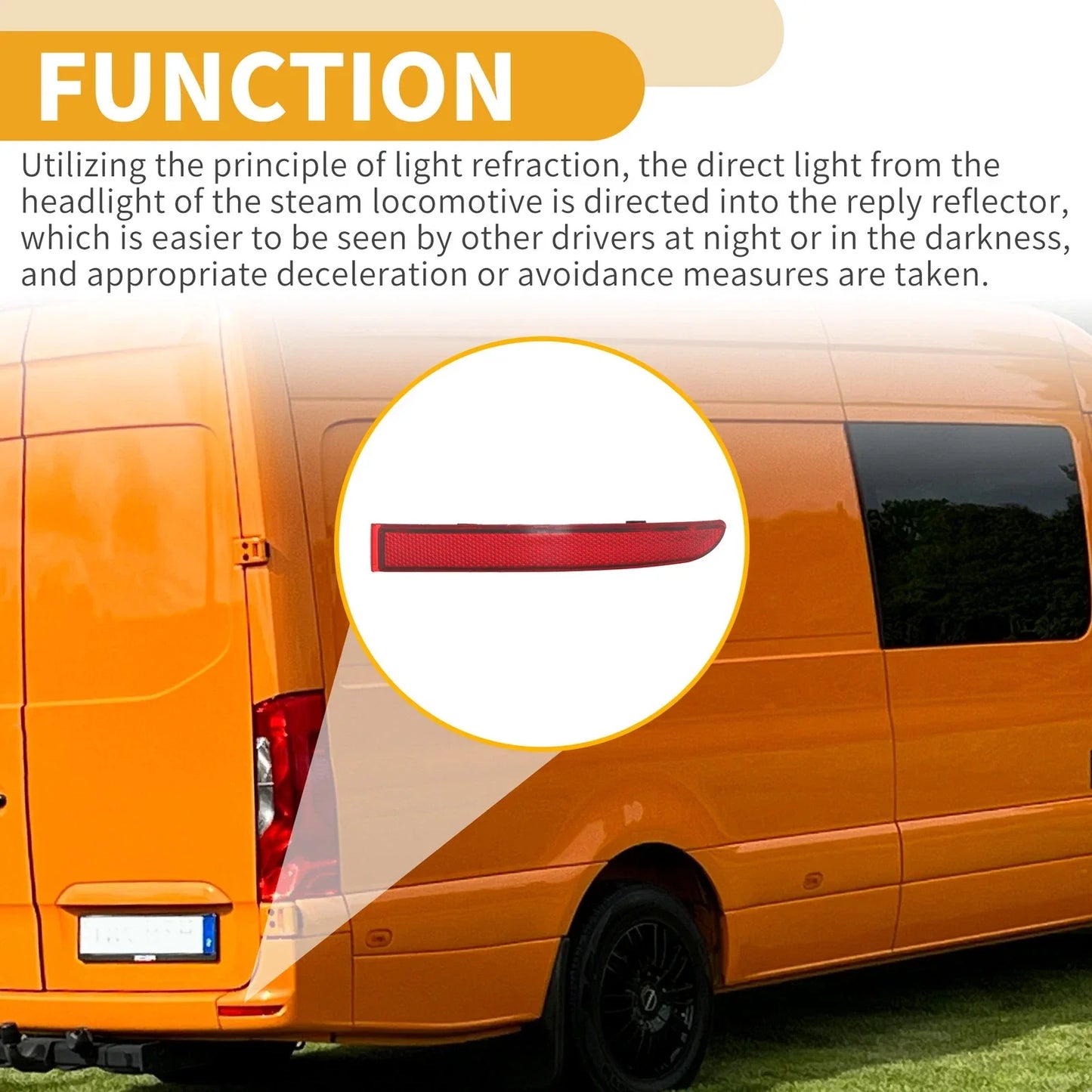 Rear Right Bumper Reflector for Mercedes Sprinter 1500 (2019-2022) Red