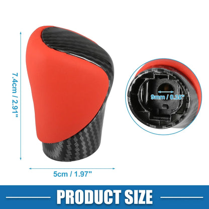Automatic Gear Shift Knob Cover for Lexus - Carbon Fiber & Red Faux Leather