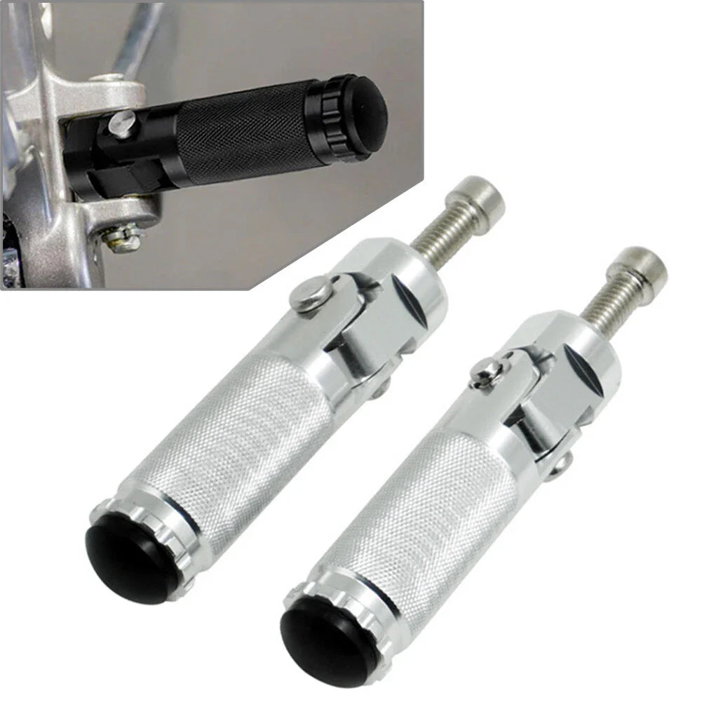 Folding Foot Pegs for Universal Motorcycle Bike - Silver