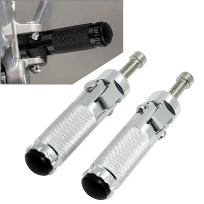 Folding Foot Pegs for Universal Motorcycle Bike - Silver