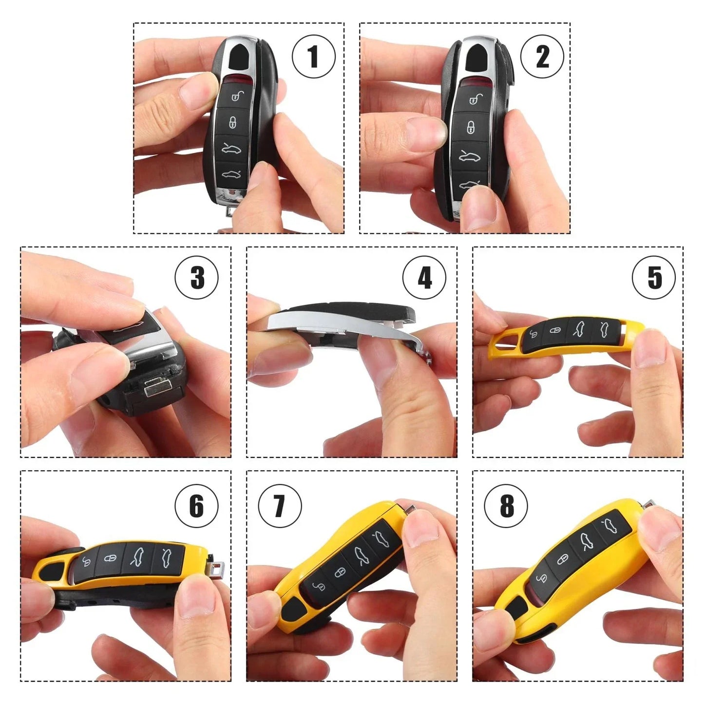 Gray Car Remote Key Cover Case for Porsche Cayenne Panamera (2003-2023)